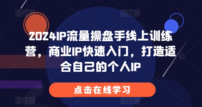 2024线上IP流量操盘手训练营：快速入门商业IP，打造个性化个人品牌-小伟资源网