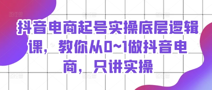 抖音电商从0到1实操指南：起号底层逻辑全解析-小伟资源网