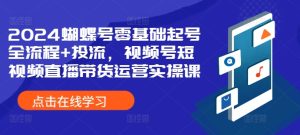 2024蝴蝶号零基础起号与投流全攻略：视频号短视频直播带货运营实操指南-小伟资源网