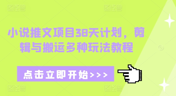 38天小说推文项目全攻略：剪辑与搬运技巧教程-小伟资源网
