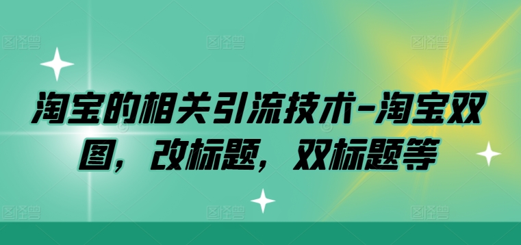 淘宝引流技巧全解析：双图、改标题、双标题等高效策略-小伟资源网