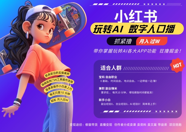 小红书AI数字人暴力起号，改写文案轻松引流，月入破W不是梦-小伟资源网