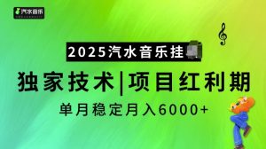 2025汽水音乐挂机项目:独家技术,月入6000+红利期稳定-小伟资源网