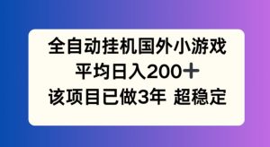 揭秘：全自动挂机国外小游戏，日入200+的稳定项目已运营3年-小伟资源网
