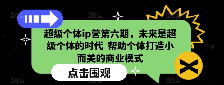超级个体IP营第六期：打造小而美商业模式，迎接超级个体时代-小伟资源网