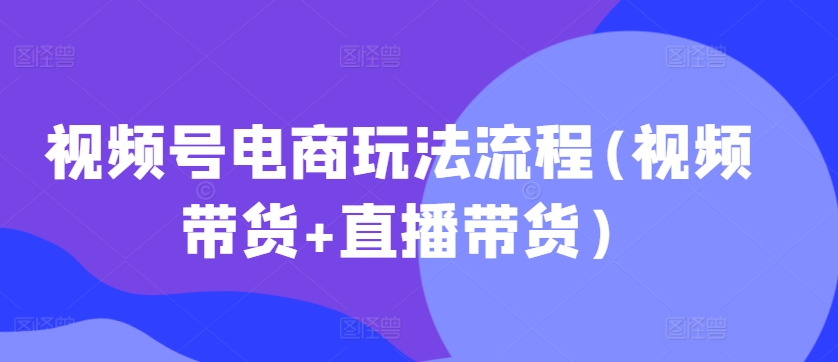 视频号电商全攻略：从视频带货到直播带货的完整流程解析-小伟资源网