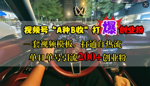 视频号“A种B收”引爆创业粉，单日引流200+，自热流模板助力高效转化-小伟资源网