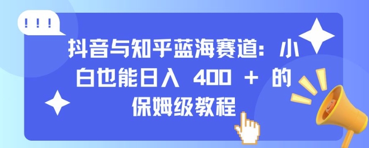 抖音知乎蓝海赛道：小白日入4张的保姆级教程-小伟资源网