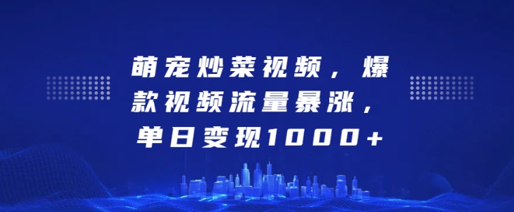 萌宠炒菜视频爆红，单日流量暴涨变现1k-小伟资源网