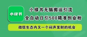 揭秘小绿书全自动引流:日引500精准创业粉,微信生态中的闷声发财机会-小伟资源网