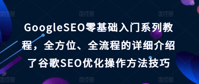 《谷歌SEO零基础入门教程：全方位详解优化操作技巧与全流程指南》-小伟资源网