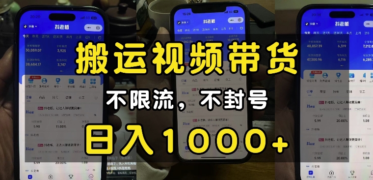 “小白必看：搬运视频带货全攻略，日入1k无封号风险”-小伟资源网