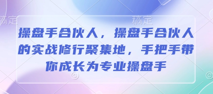 操盘手合伙人实战修行地：手把手教你成为专业操盘高手-小伟资源网