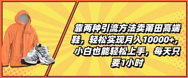 揭秘：两种引流方法助你月入1W+，莆田高端鞋销售轻松上手，每日仅需1小时-小伟资源网