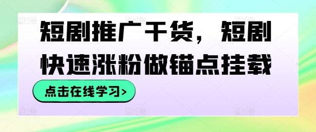 短剧推广秘籍：快速涨粉与锚点挂载技巧全解析-小伟资源网