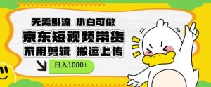 京东短视频带货新玩法：无需剪辑引流，小白轻松日入1k【揭秘】-小伟资源网