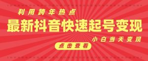抖音跨年热点起号秘籍：新号首条作品破万，小白当天实现转化变现-小伟资源网