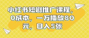 小红书短剧推广课程:0成本高收益,日入500元,轻松实现万元播放收入-小伟资源网