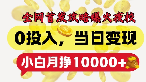 《零成本夜校项目揭秘：小白轻松月入过万，当日变现全攻略》-小伟资源网