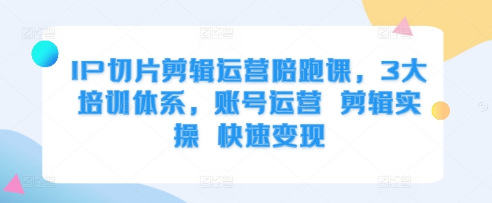 IP切片剪辑陪跑课：账号运营、剪辑实操与快速变现三大培训体系-小伟资源网
