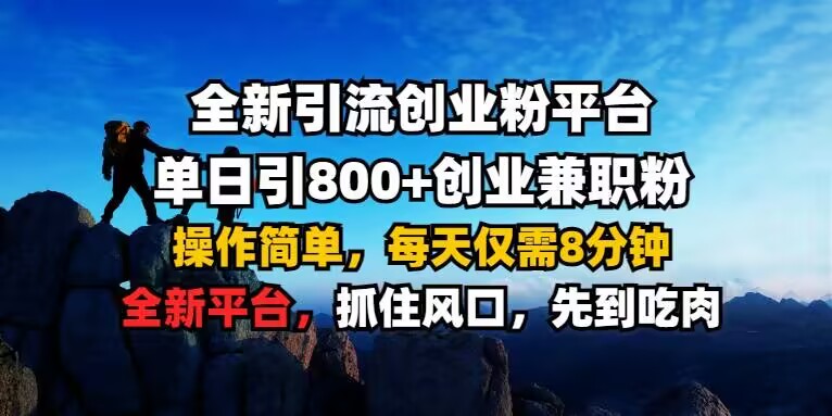 揭秘：全新引流创业粉平台，单日引800+，操作简单，每天仅需8分钟-小伟资源网