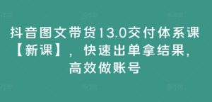 抖音图文带货13.0：快速出单、高效账号运营实战课程-小伟资源网