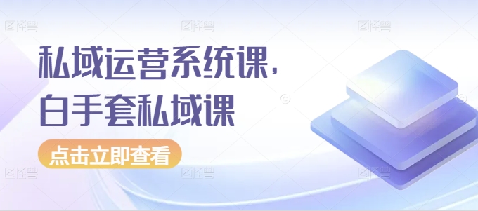《白手套私域运营系统课：打造高效私域流量增长策略》-小伟资源网