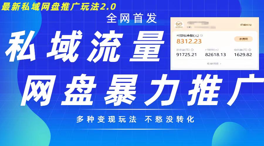 揭秘最新暴力私域网盘2.0：多模式变现与私域回流，日入500+轻松实现-小伟资源网