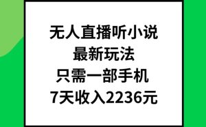 揭秘无人直播听小说新玩法：一部手机7天赚2236元-小伟资源网