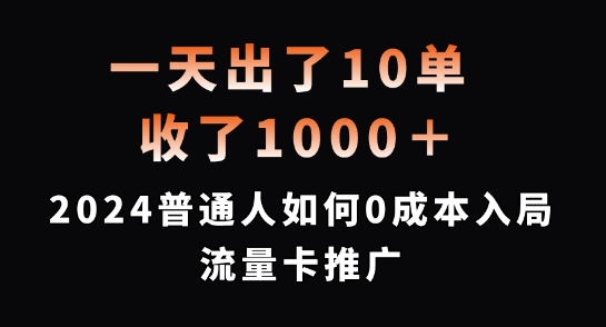 2024年0成本入局流量卡推广，日赚1000+的普通人成功秘诀揭秘-小伟资源网