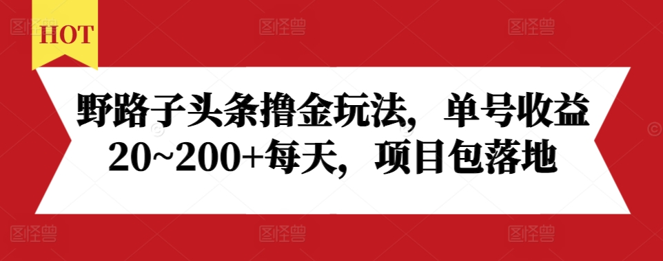 “野路子头条撸金秘籍：单号日赚20~200+，项目实操全攻略”-小伟资源网