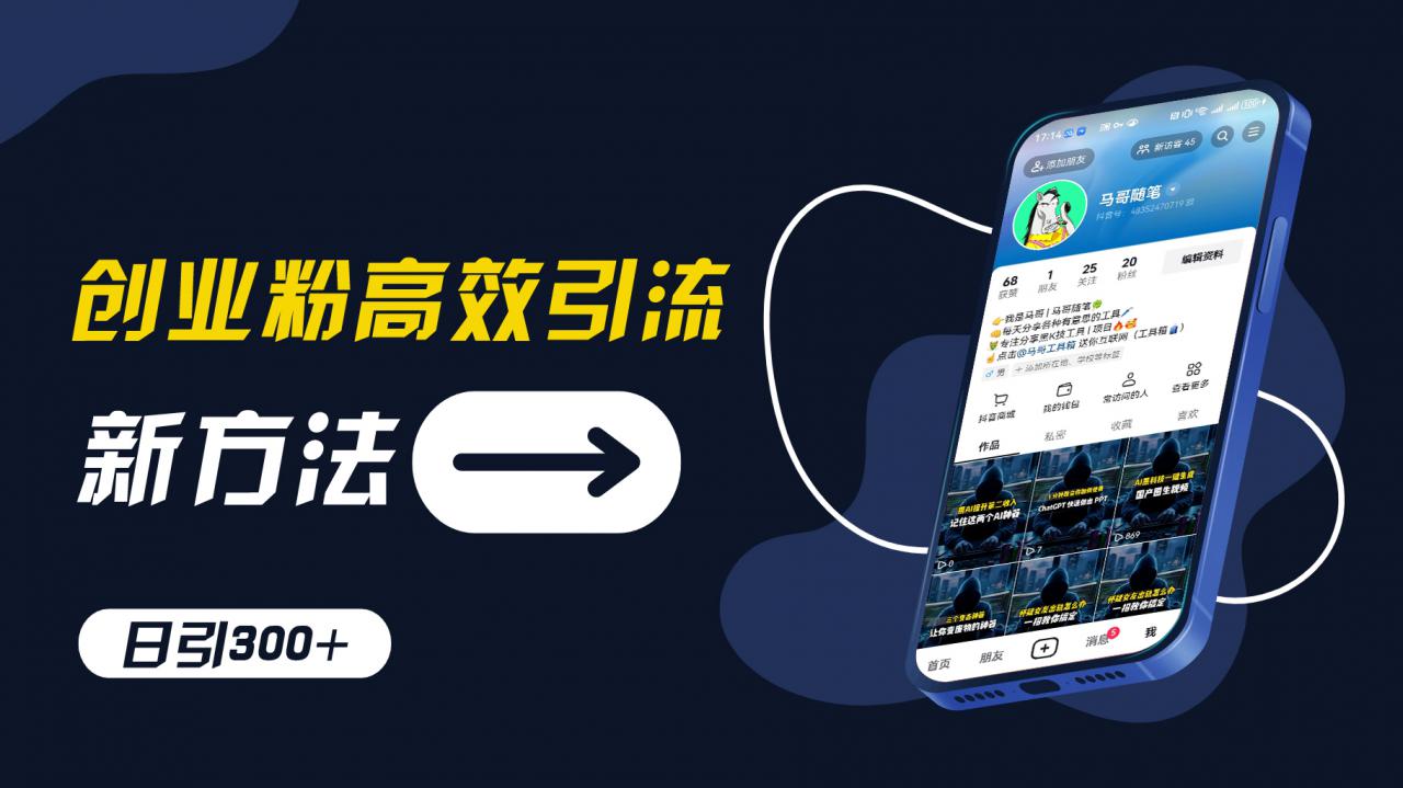 抖音工具号实战玩法揭秘：日引300+创业粉，高效引流技巧全解析-小伟资源网