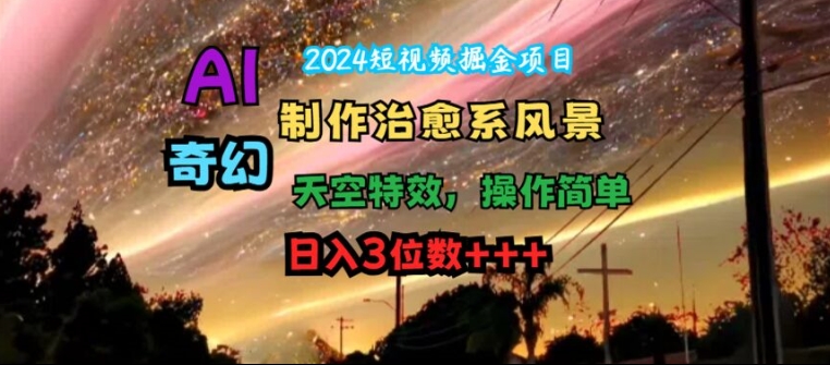 2024短视频赚钱新招：AI制作治愈风景与奇幻天空，轻松日赚三位数【揭秘】-小伟资源网