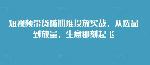 短视频带货实战指南：从选品到放量，轻松提升销量-小伟资源网