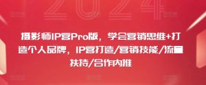 摄影师IP营Pro版：掌握营销思维，打造个人品牌，提升流量与合作机会-小伟资源网
