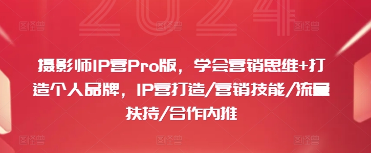 摄影师IP营Pro版：掌握营销思维，打造个人品牌，提升流量与合作机会-小伟资源网