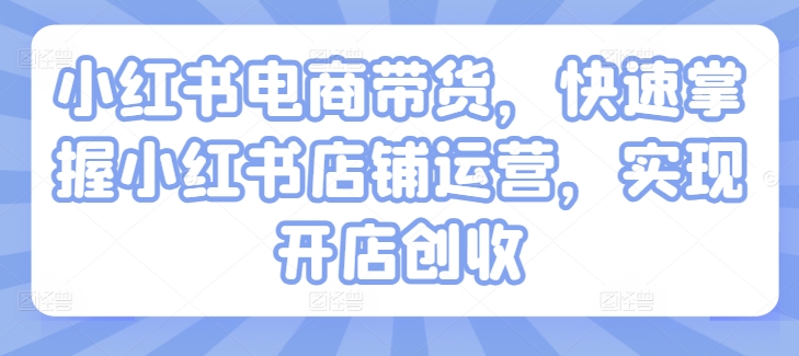 小红书电商运营秘籍：快速开店、高效带货，轻松实现创收目标-小伟资源网