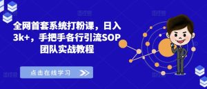 《全网首套日入3k+系统打粉课：手把手教你各行引流SOP团队实战教程》-小伟资源网
