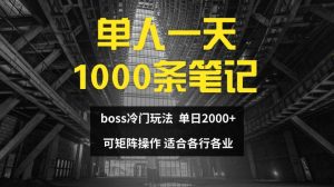 揭秘BOSS直聘高效玩法：单人日赚2000+，轻松完成1000条笔记-小伟资源网