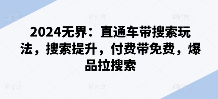 2024无界直通车：搜索提升与爆品拉动，付费带动免费流量的全新玩法-小伟资源网