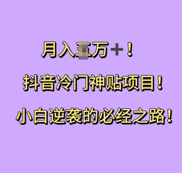 抖音冷门神贴项目揭秘：小白逆袭月入过万的必经之路-小伟资源网