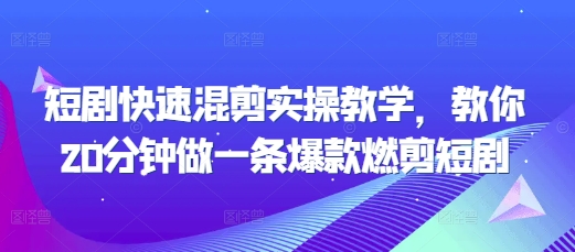 20分钟速成爆款短剧混剪技巧，快速掌握燃剪实操教学-小伟资源网