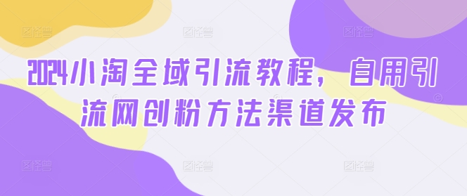 2024小淘全域引流教程：自用网创粉方法与渠道全解析-小伟资源网