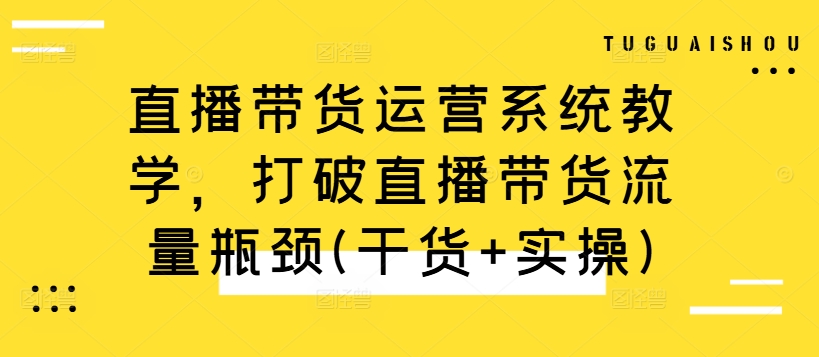 《直播带货运营全攻略：突破流量瓶颈的实操技巧与干货分享》-小伟资源网