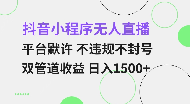 抖音小程序无人直播揭秘：平台默许、双管道收益，小白轻松日入多张-小伟资源网