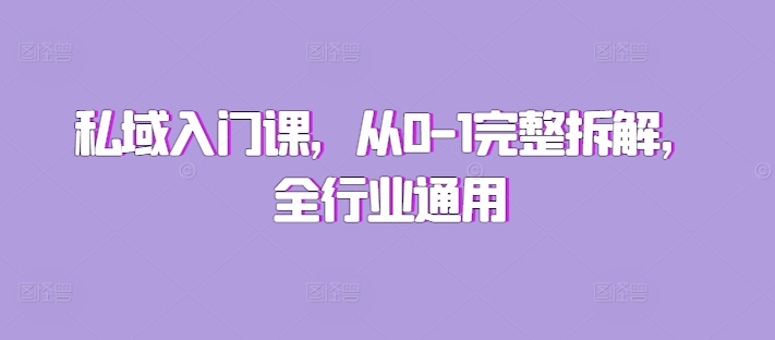 《从0到1全面解析私域运营：全行业适用的入门指南》-小伟资源网
