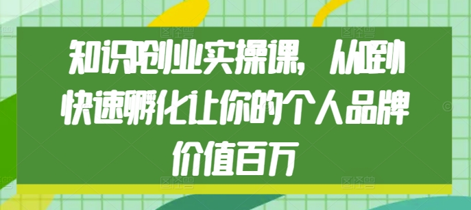 《从0到1：知识IP创业实操课，快速打造价值百万的个人品牌》-小伟资源网
