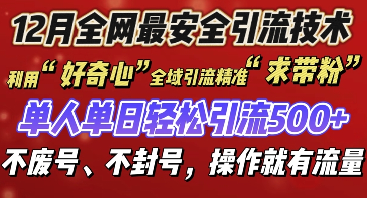 12月全网最安全引流创业粉技术揭秘：不封号、不废号，操作即获流量-小伟资源网