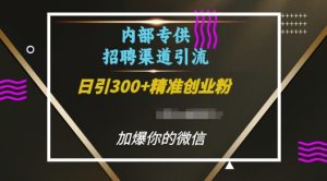 揭秘：内部招聘渠道日引流300+创业粉，微信加爆秘诀-小伟资源网