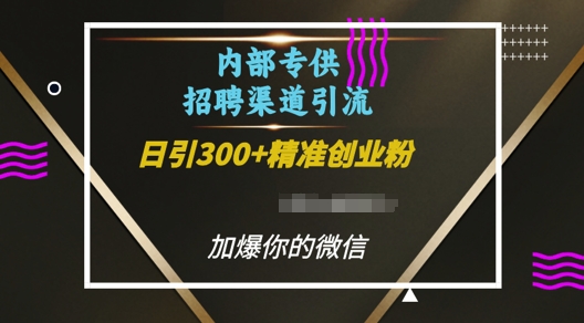 揭秘：内部招聘渠道日引流300+创业粉，微信加爆秘诀-小伟资源网